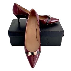 Talbots ‘Davila’ Red Patent Leather Studded Bow Heels in “Chianti”, Size 9.5